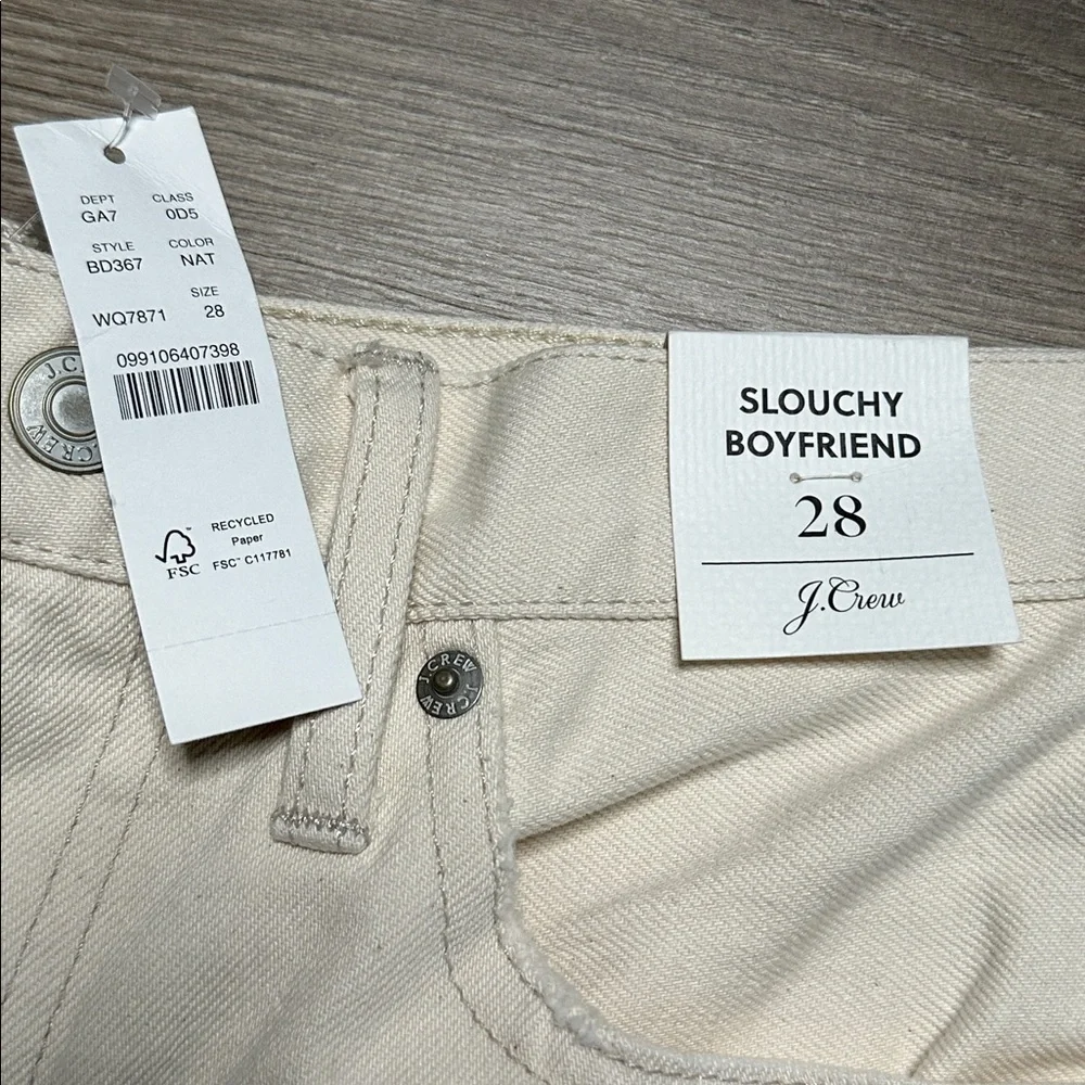 J. Crew Slouch‎ Boyfriend High Rise Ankle Jeans Tan Size 28.